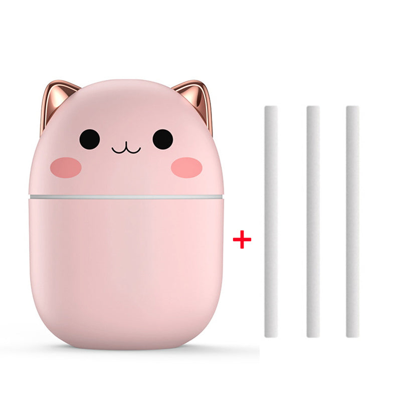 Söt katt luftfuktare med LED - ultratyst perfekt för hem & bil