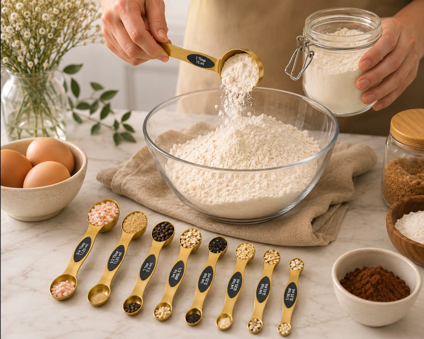 Guldiga Mätskedar – 9 Delar