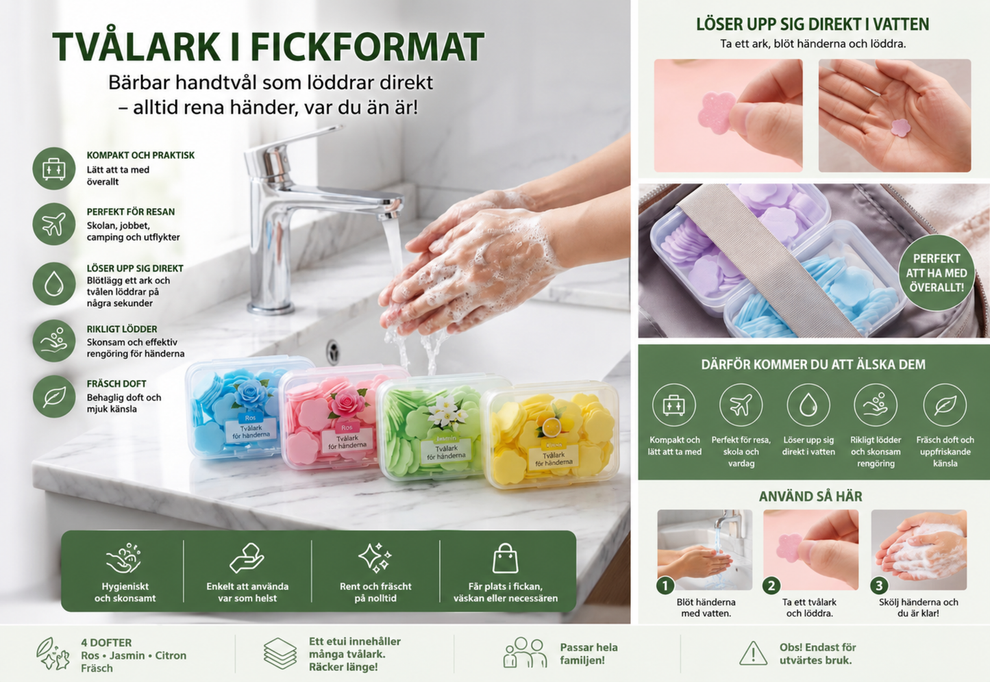 Bärbar Handtvål för Resa & Vardag