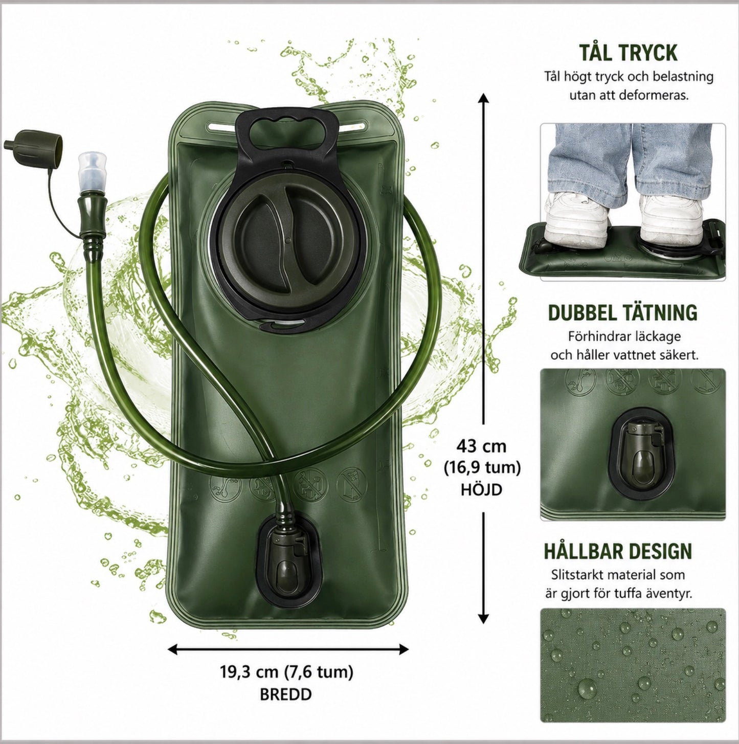 Vätskesystem för Ryggsäck – 1,5–3 Liter | Perfekt för Vandring & Cykling