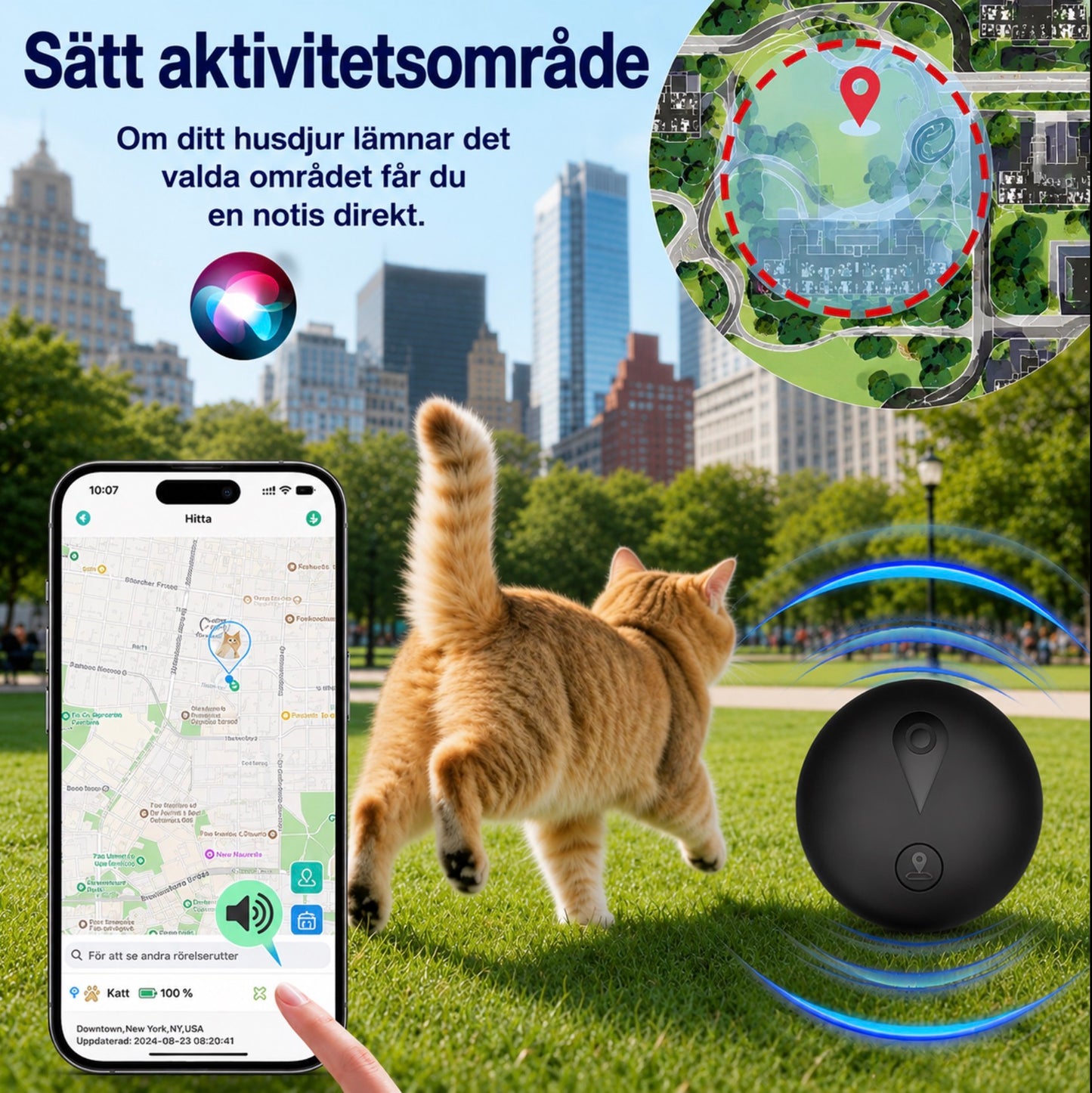 GPS-spårare för hund och katt – Kompatibel med Apple Hitta (Find My), IP68, ingen månadsavgift