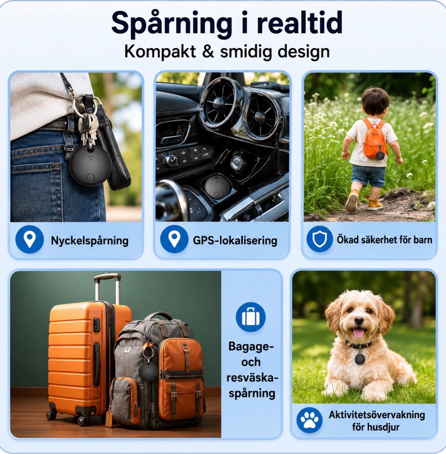 GPS-spårare för hund och katt – Kompatibel med Apple Hitta (Find My), IP68, ingen månadsavgift