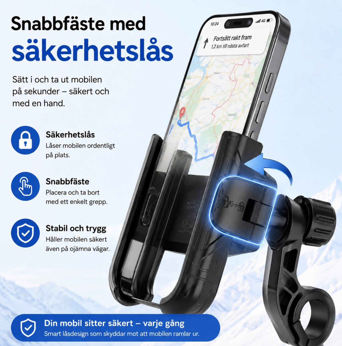 🚴 Universell Mobilhållare för Cykel & Motorcykel – 360° Rotation
