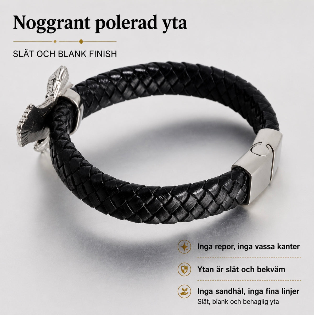 Herrarmband med örn och magnetlås