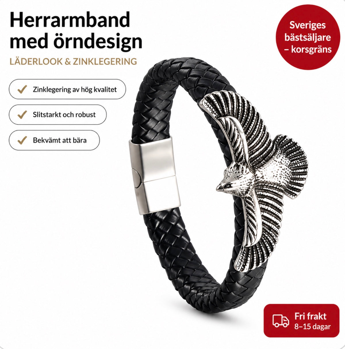 Herrarmband med örn och magnetlås